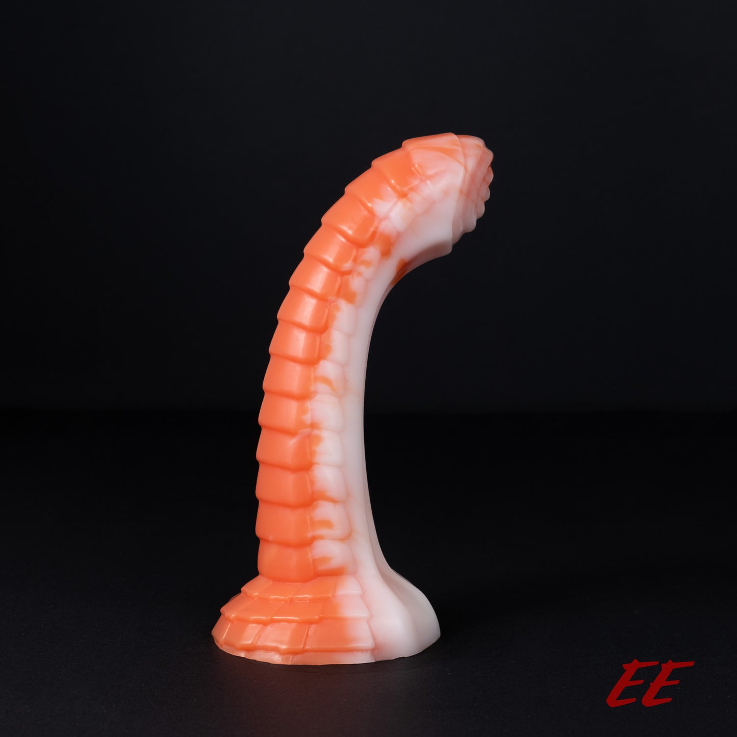 Raithor Dragon Fantasy Silicone Dildo - Large - Medium Firmness - Orange/White Vertical Split