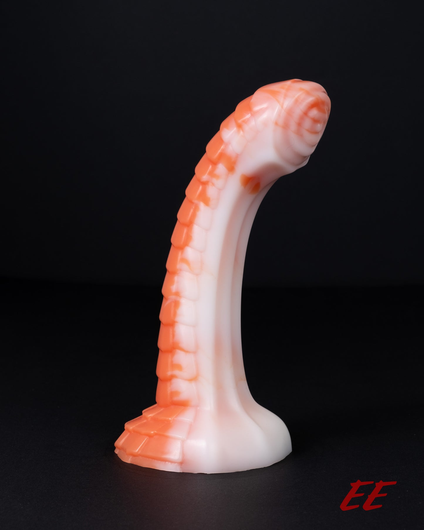 Raithor Dragon Fantasy Silicone Dildo - Large - Medium Firmness - Orange/White Vertical Split