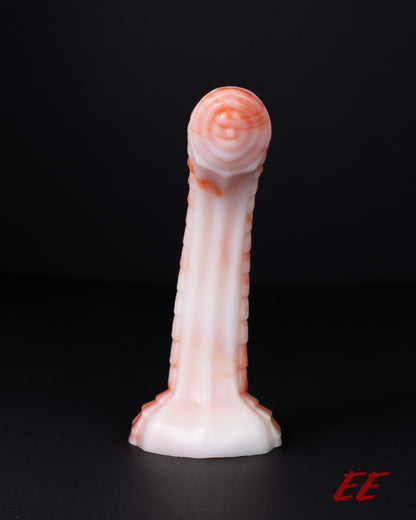 Raithor Dragon Fantasy Silicone Dildo - Large - Medium Firmness - Orange/White Vertical Split