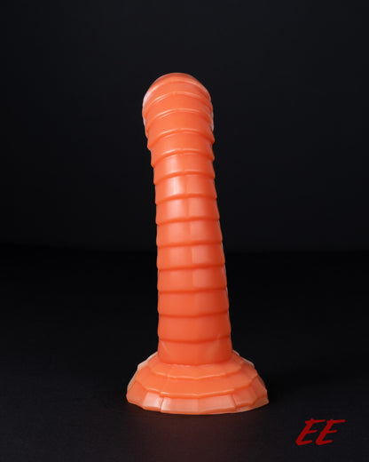 Raithor Dragon Fantasy Silicone Dildo - Large - Medium Firmness - Orange/White Vertical Split